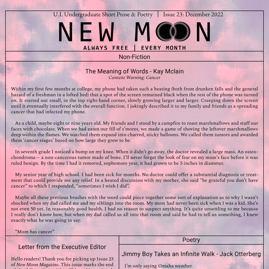 First Page of new moon magazine